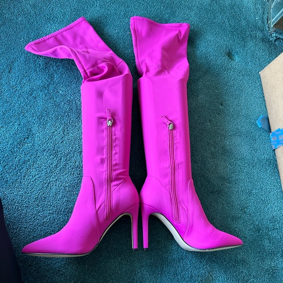 Leith Hot Pink Thigh High Boots - Picture 2 of 5
